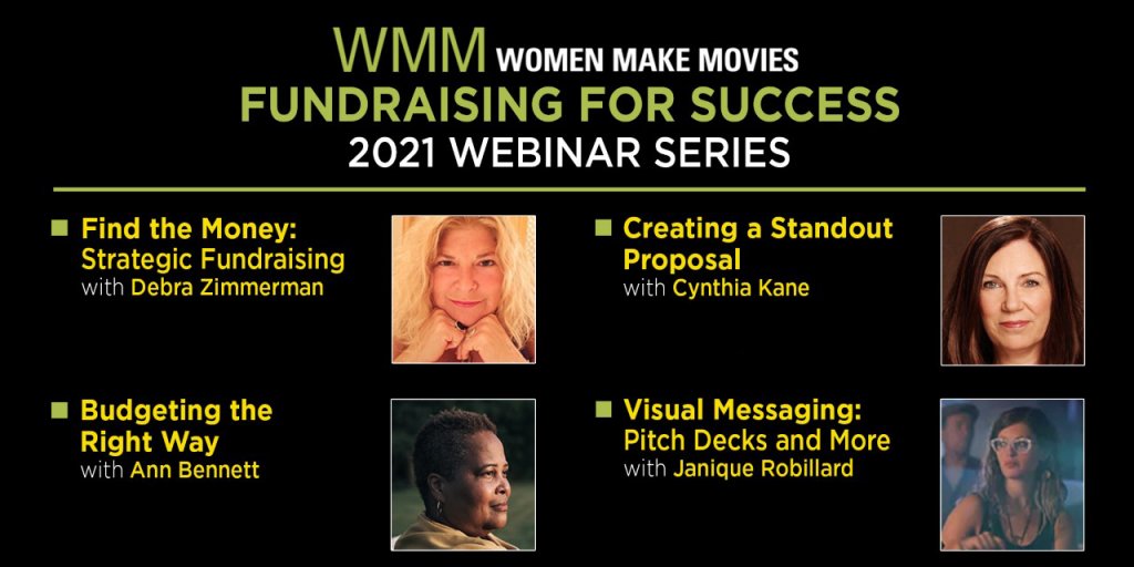 A banner for WMM Webinar Series "Fundraising for Success," with featuring the four women speakers that were part of the series 