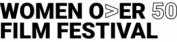 Black and white logo of Women Over 50 Film Festival