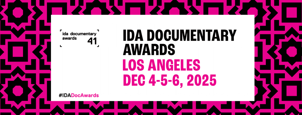 Banner for the IDA Documentary Awards Los Angeles on December 4 - 6, 2026