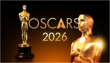 Banner for the 2026 Oscars featuring an Academy Award